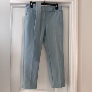 LOFT Light Blue Tie-Waist Tailored Trousers